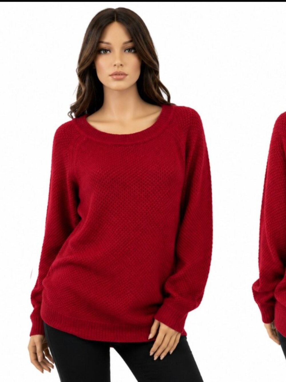 Old Navy Women's Burgundy Textured Knit Crewneck Long Sleeve Sweater Size Xl
